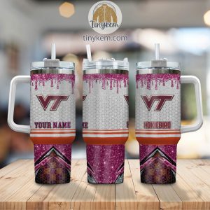 Virginia Tech Hokies Customized 40oz Tumbler With Glitter Printed Style