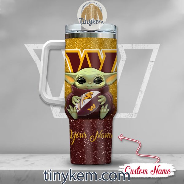 Washington Commanders Baby Yoda Customized Glitter 40oz Tumbler