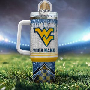 West Virginia Mountaineers Customized 40oz Tumbler With Glitter Printed Style2B3 vLX2t