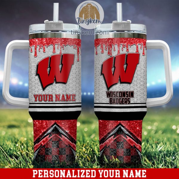 Wisconsin Badgers Customized 40oz Tumbler With Glitter Printed Style