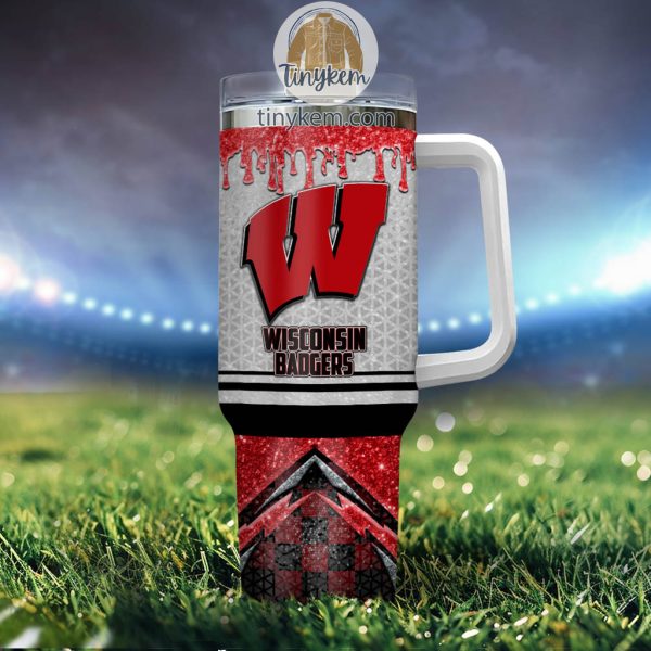 Wisconsin Badgers Customized 40oz Tumbler With Glitter Printed Style