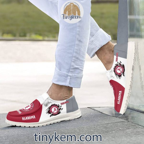 Alabama Crimson Tide Customized Canvas Loafer Dude Shoes