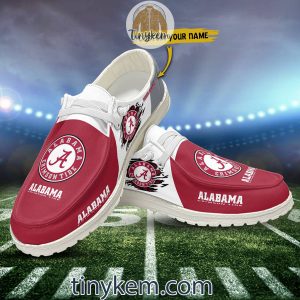 Alabama Crimson Tide Customized Canvas Loafer Dude Shoes2B8 ppAtL