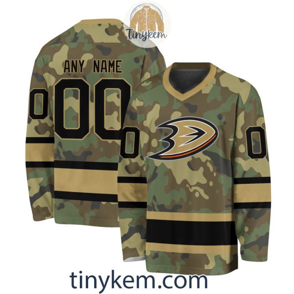 Anaheim Ducks Camo Hockey V-neck Long Sleeve Jersey