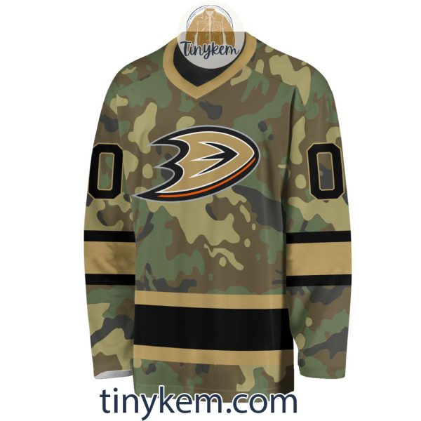 Anaheim Ducks Camo Hockey V-neck Long Sleeve Jersey