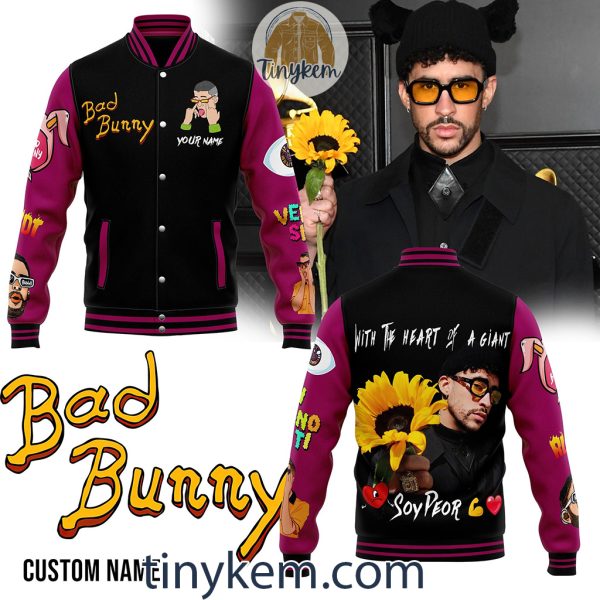 Bad Bunny Sunflower Customized Baseball Jacket