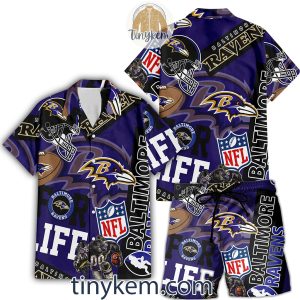 Baltimore Ravens Hawaiian Shirt and Beach Shorts2B4 uDCC7