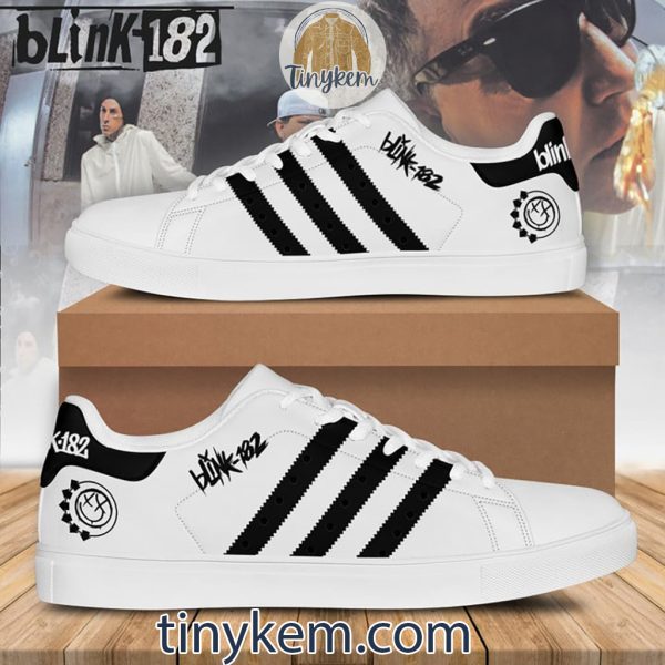 Blink-182 Black and White Leather Skate Shoes