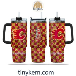 Calgary Flames Customized 40oz Tumbler With Plaid Design