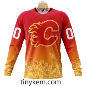 Calgary Flames Customized Tshirt Hoodie With Autism Awareness 2024 Design2B4 0io2w