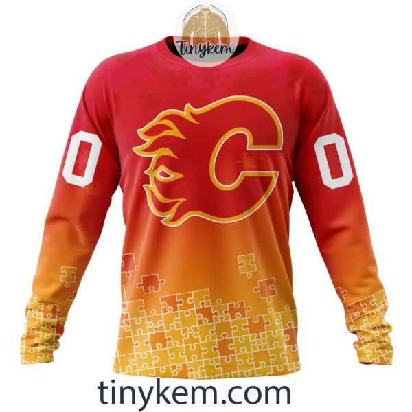 Calgary Flames Customized Tshirt, Hoodie With Autism Awareness 2024 Design