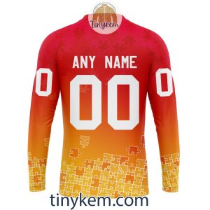 Calgary Flames Customized Tshirt Hoodie With Autism Awareness 2024 Design2B5 kwAsE