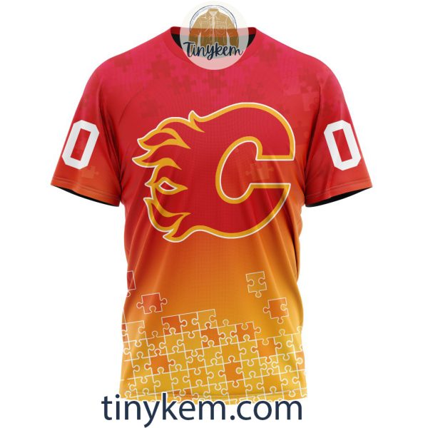 Calgary Flames Customized Tshirt, Hoodie With Autism Awareness 2024 Design