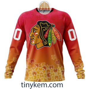 Chicago Blackhawks Customized Tshirt Hoodie With Autism Awareness 2024 Design2B4 6fzKT