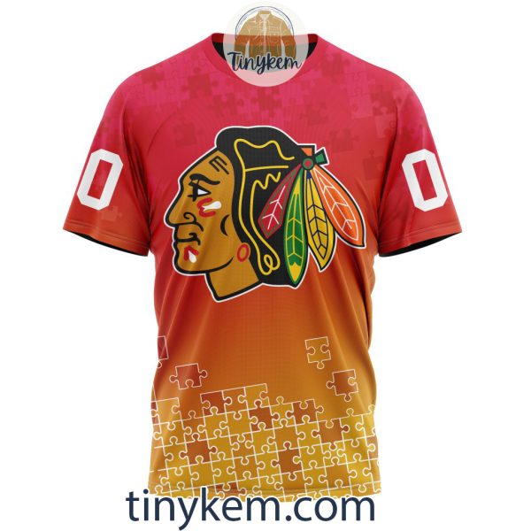 Chicago Blackhawks Customized Tshirt, Hoodie With Autism Awareness 2024 Design