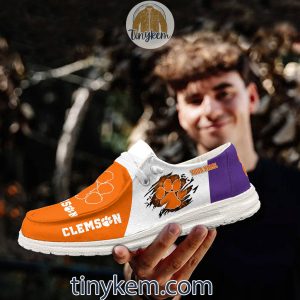 Clemson Tigers Customized Canvas Loafer Dude Shoes