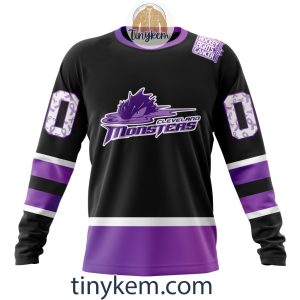 Cleveland Monsters Hockey Fight Cancer Hoodie Tshirt2B4 TK8xa