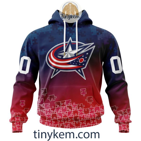 Columbus Blue Jackets Customized Tshirt, Hoodie With Autism Awareness 2024 Design