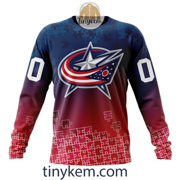 Columbus Blue Jackets Customized Tshirt, Hoodie With Autism Awareness 2024 Design