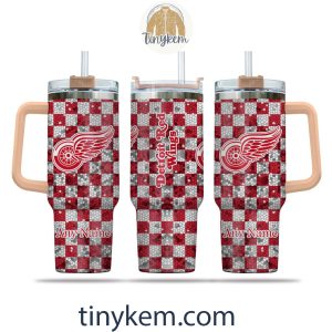 Detroit Red Wings Customized 40oz Tumbler With Plaid Design