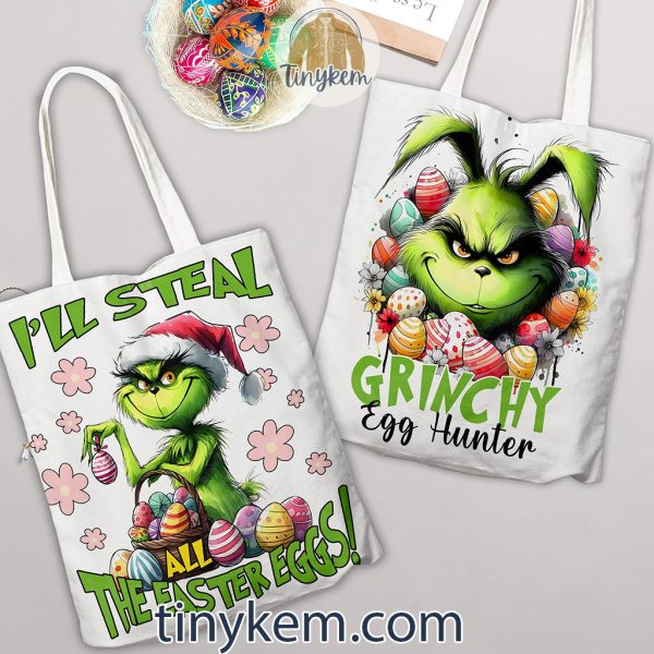 Easter Egg and The Grinch Tote Bag