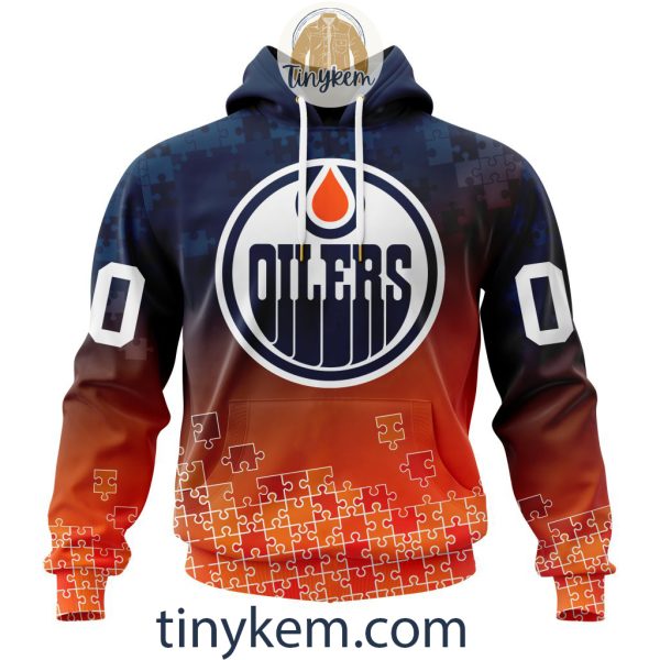 Edmonton Oilers Customized Tshirt, Hoodie With Autism Awareness 2024 Design
