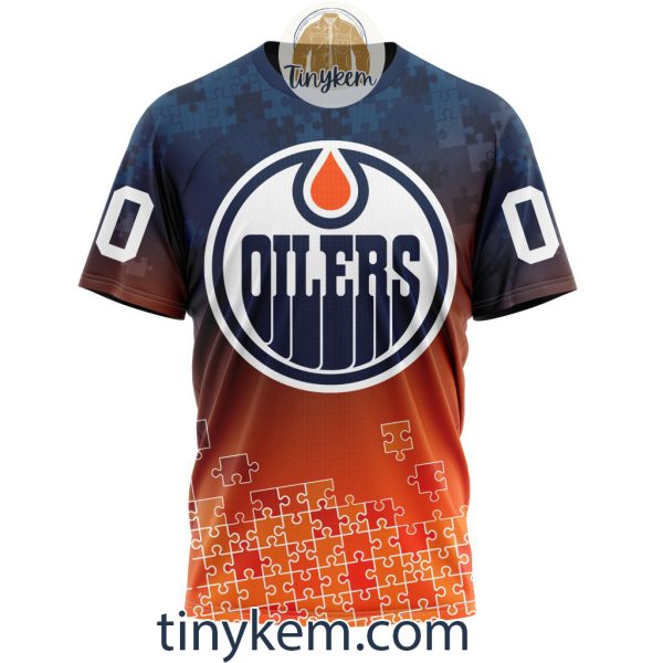Edmonton Oilers Customized Tshirt, Hoodie With Autism Awareness 2024 Design