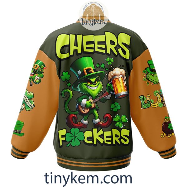 Funny Grinch ST Patrick Day Baseball Jacket: Cheers