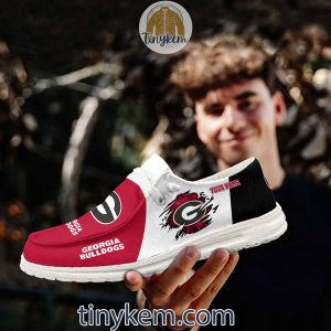 Georgia Bulldogs Customized Canvas Loafer Dude Shoes2B10 v0r7X