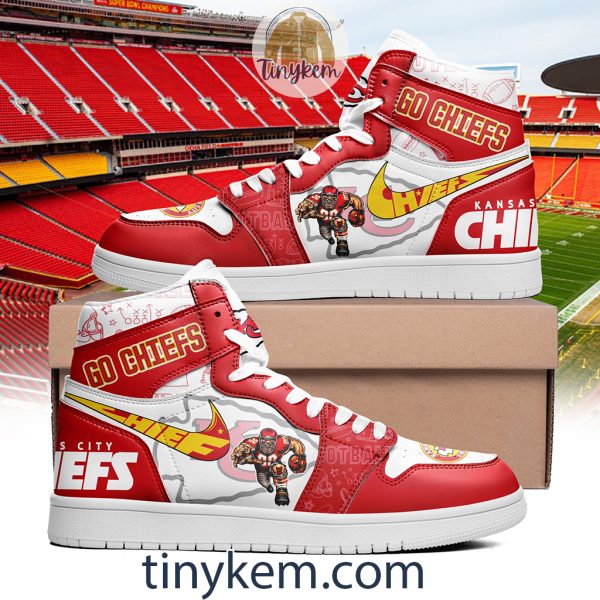 Go Chiefs Football Air Jordan 1 High Top Shoes