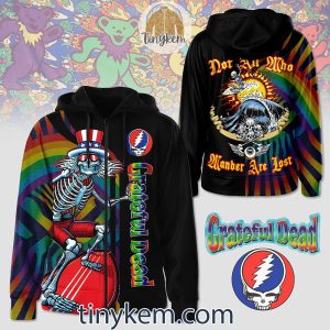 Grateful Dead Zipper Hoodie With Skeleton Surfing Design