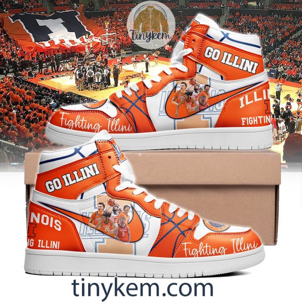 Illinois Fighting Illini Basketball Air Jordan 1 High Top Shoes