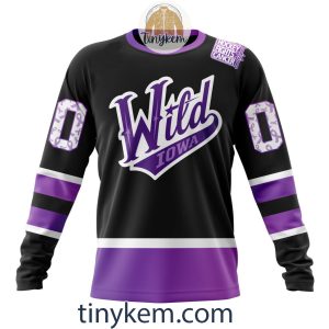 Iowa Wild Hockey Fight Cancer Hoodie Tshirt2B4 Z8hEx