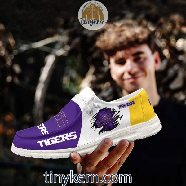 LSU Tigers Customized Canvas Loafer Dude Shoes
