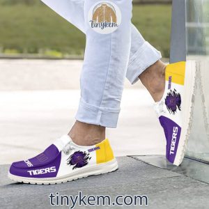 LSU TIGERS Customized Canvas Loafer Dude Shoes2B2 E0Lqf