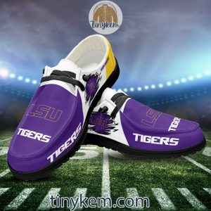 LSU TIGERS Customized Canvas Loafer Dude Shoes2B6 718YC