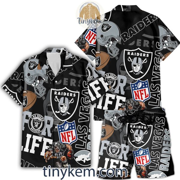 Las Vegas Raiders Hawaiian Shirt and Beach Shorts