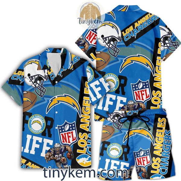 Los Angeles Chargers Hawaiian Shirt and Beach Shorts