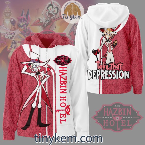 Lucifer Morningstar Hazbin Hotel Zipper Hoodie:Take That Depression