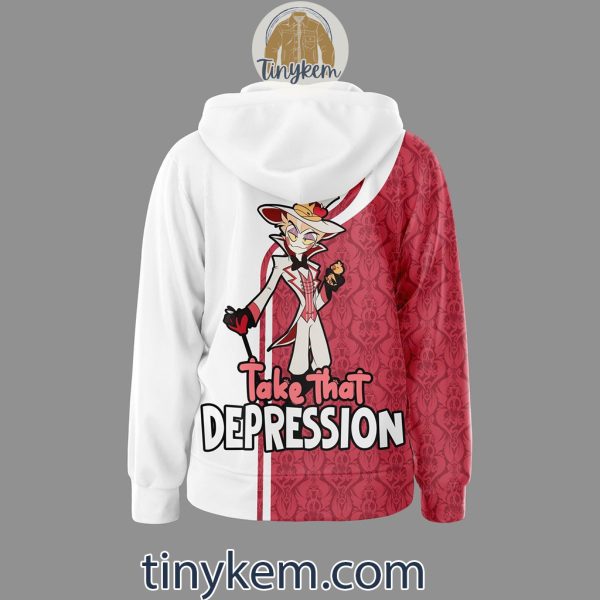 Lucifer Morningstar Hazbin Hotel Zipper Hoodie:Take That Depression