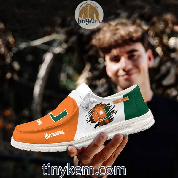 Miami Hurricanes Customized Canvas Loafer Dude Shoes