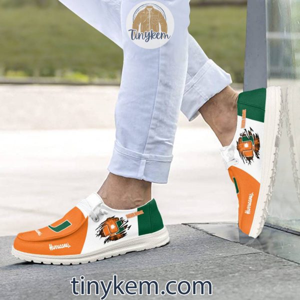 Miami Hurricanes Customized Canvas Loafer Dude Shoes