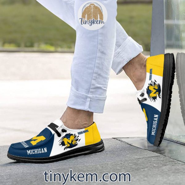 Michigan Wolverines Customized Canvas Loafer Dude Shoes