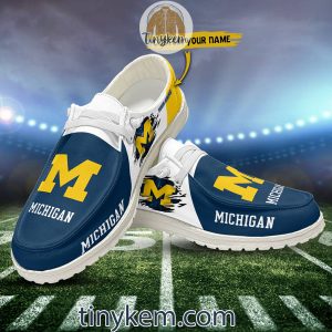 Michigan Wolverines Customized Canvas Loafer Dude Shoes2B8 dbSGr