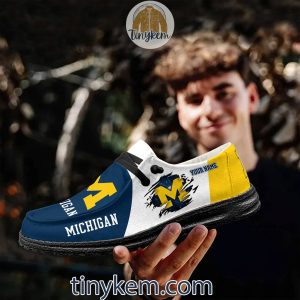Michigan Wolverines Customized Canvas Loafer Dude Shoes2B9 XjGP3