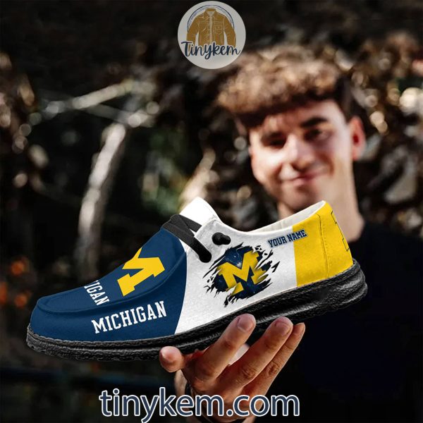 Michigan Wolverines Customized Canvas Loafer Dude Shoes