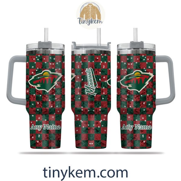 Minnesota Wild Customized 40oz Tumbler With Plaid Design