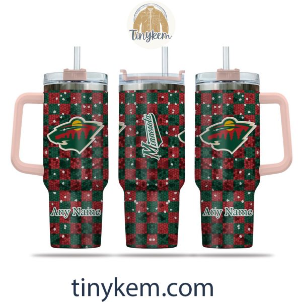 Minnesota Wild Customized 40oz Tumbler With Plaid Design