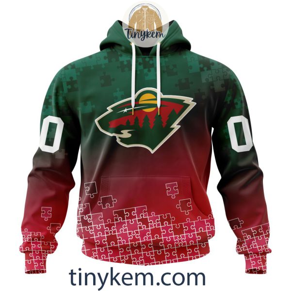 Minnesota Wild Customized Tshirt, Hoodie With Autism Awareness 2024 Design