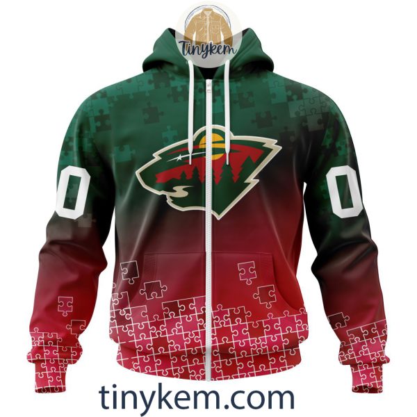 Minnesota Wild Customized Tshirt, Hoodie With Autism Awareness 2024 Design